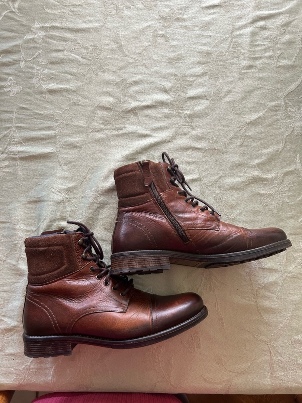 Aldo Men's Brown Leather Lace-Up Boots - Picture 2 of 4